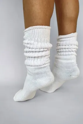 WHITE THICK SCRUNCH SOCK