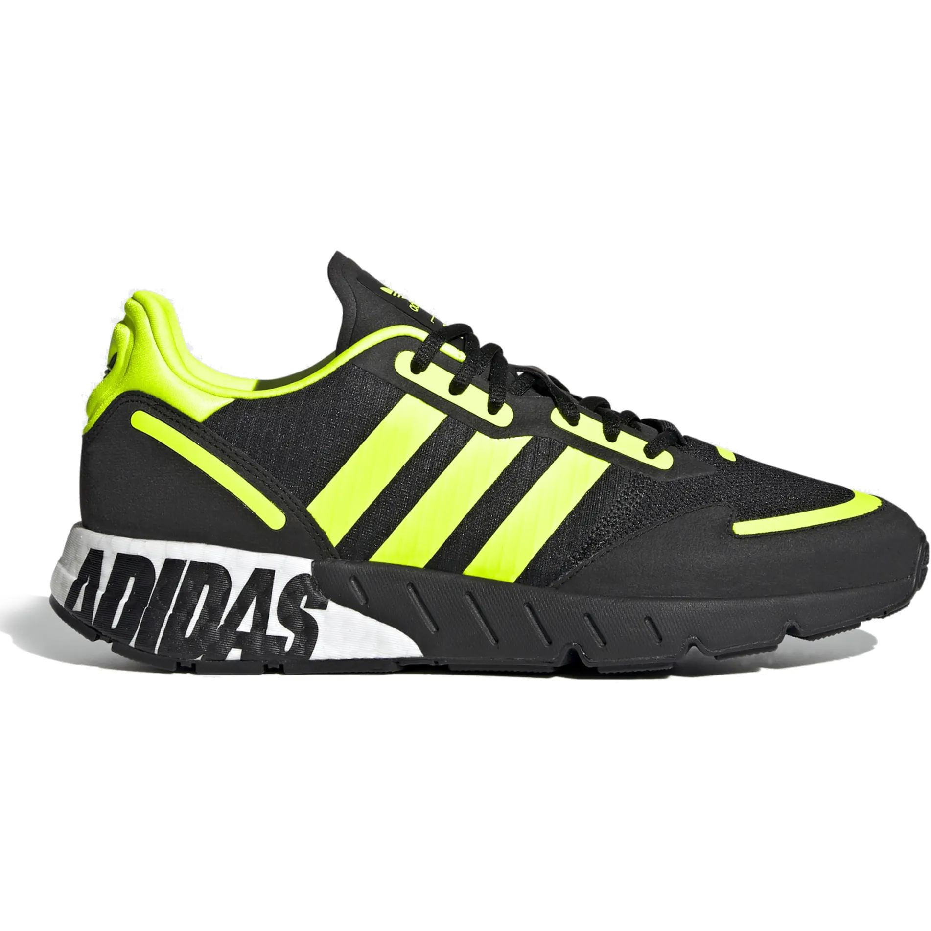 Adidas Men's ZX 1K Boost Shoes - Core Black / Solar Yellow / Matte Silver