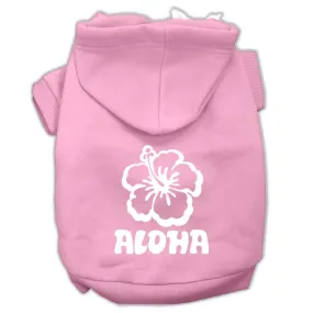 Aloha Flower Screen Print Pet Hoodies Light Pink Size Med (12)