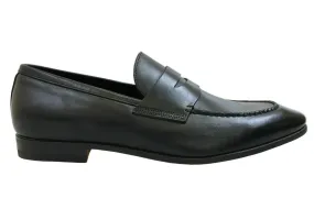 Black Leather Slip-On Loafers