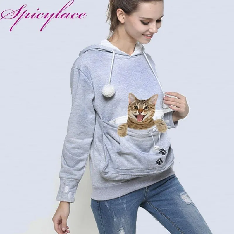 Cat Lovers Hoodie Kangaroo Dog Pet Paw Pullovers Cuddle Pouch Sweatshirt