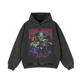 'Grave Digger' Acid Wash Hoodie