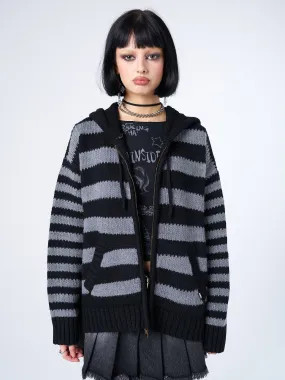 Hazardous Oversized Knitted Zip-Up Hoodie