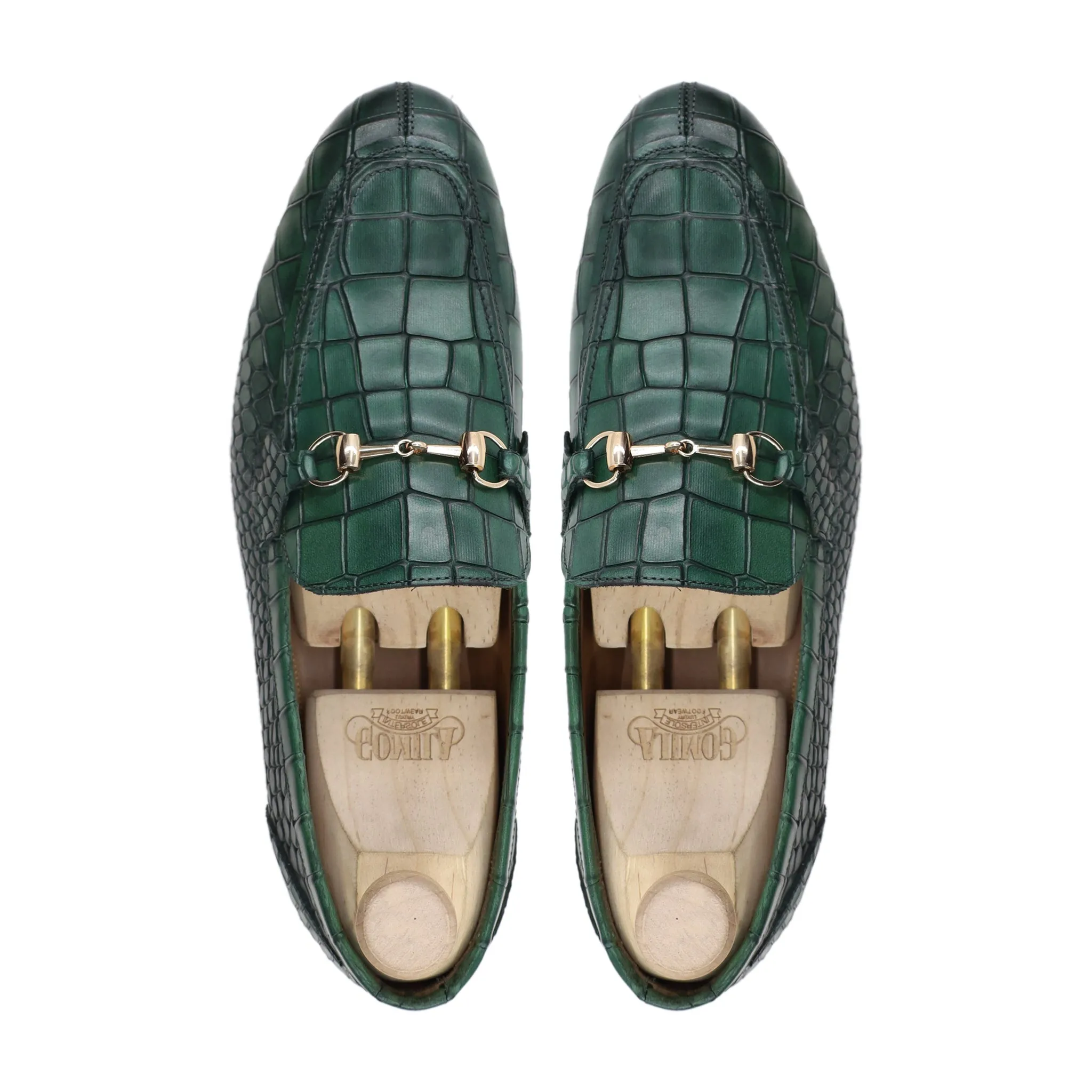 Hiroto - Men's Green Patina Calf Leather Loafer