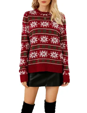 iB-iP Women's Christmas Casual Cozy Top Long Sleeve Pullover Sweater