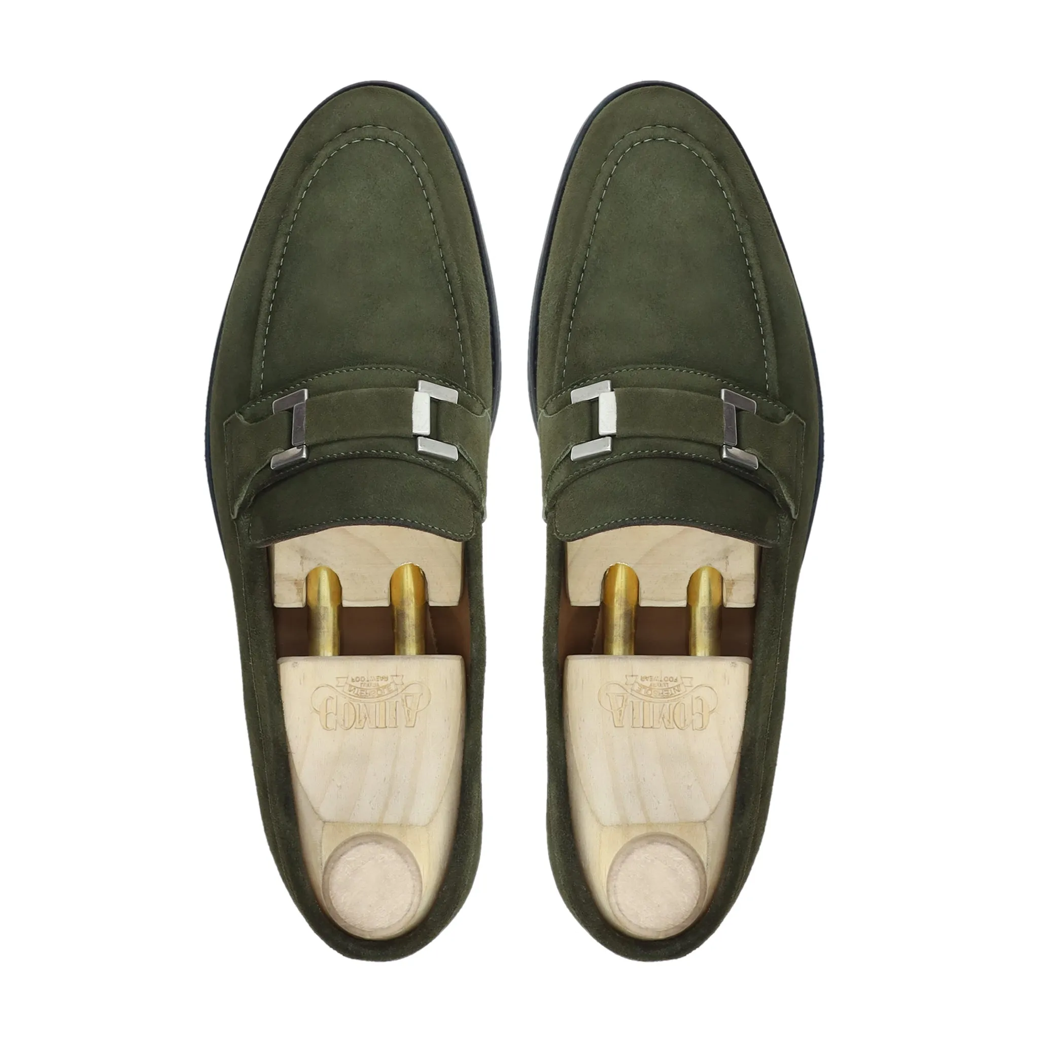 Larimar - Men's Olive Green Kid Suede Loafer