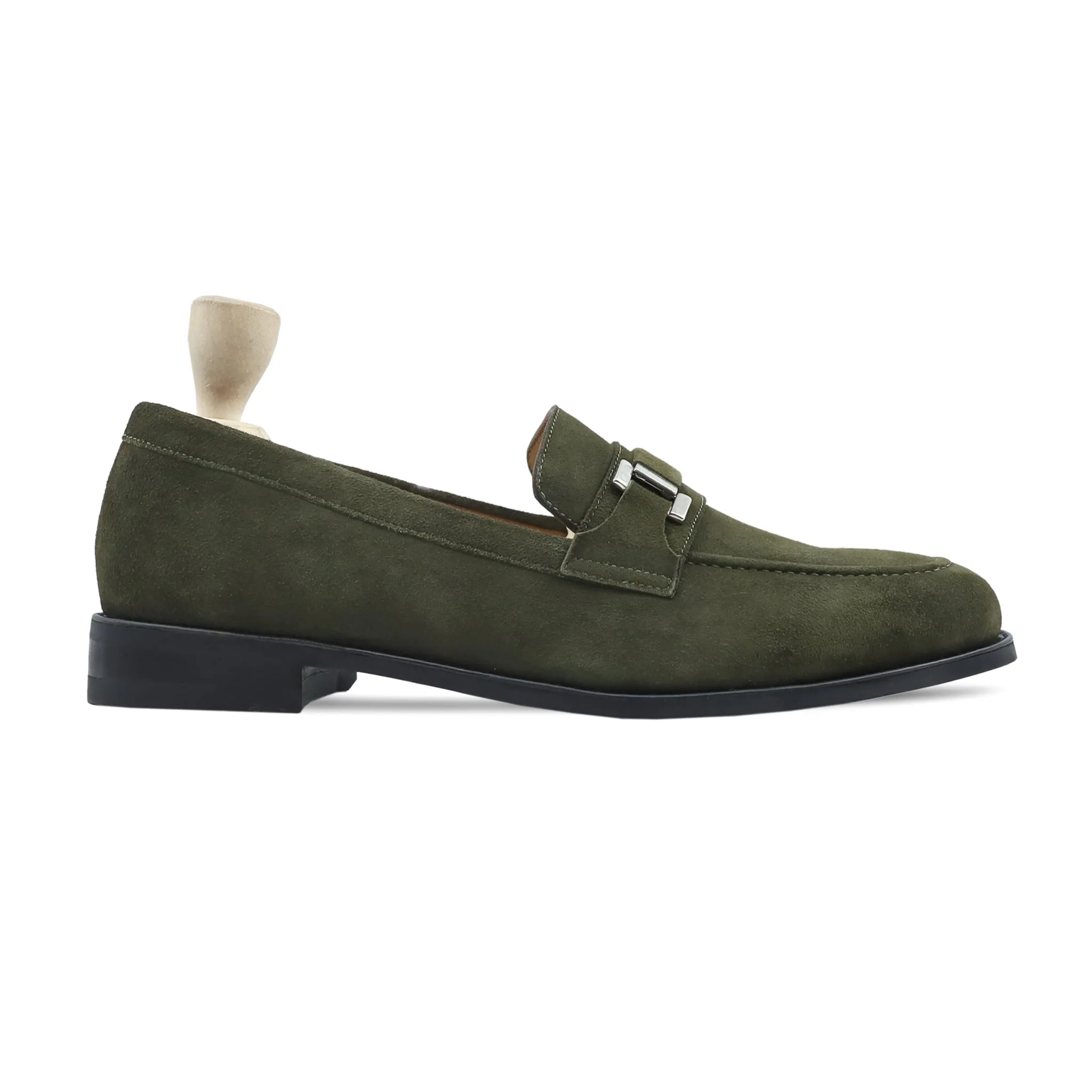 Larimar - Men's Olive Green Kid Suede Loafer