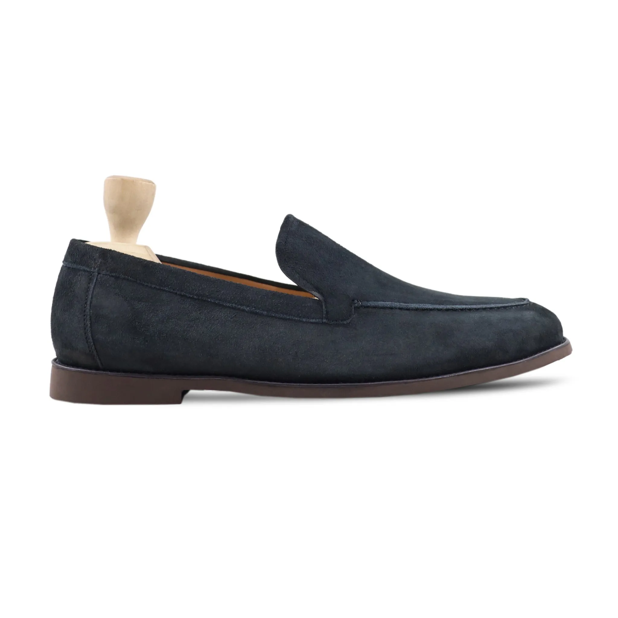 Mather - Men's Navy Blue Kid Suede Loafer