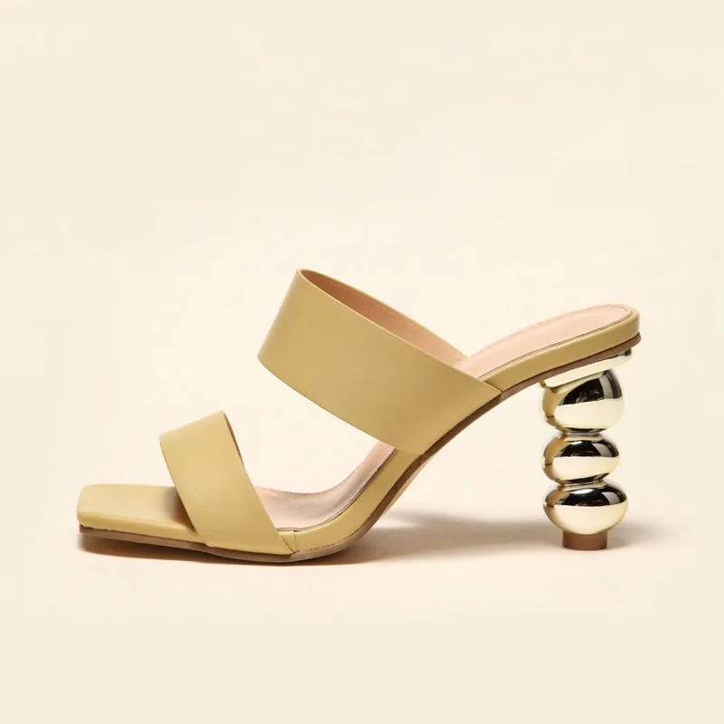 Metallic Geometric Sculpted Heel Sandals