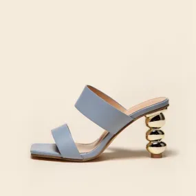 Metallic Geometric Sculpted Heel Sandals