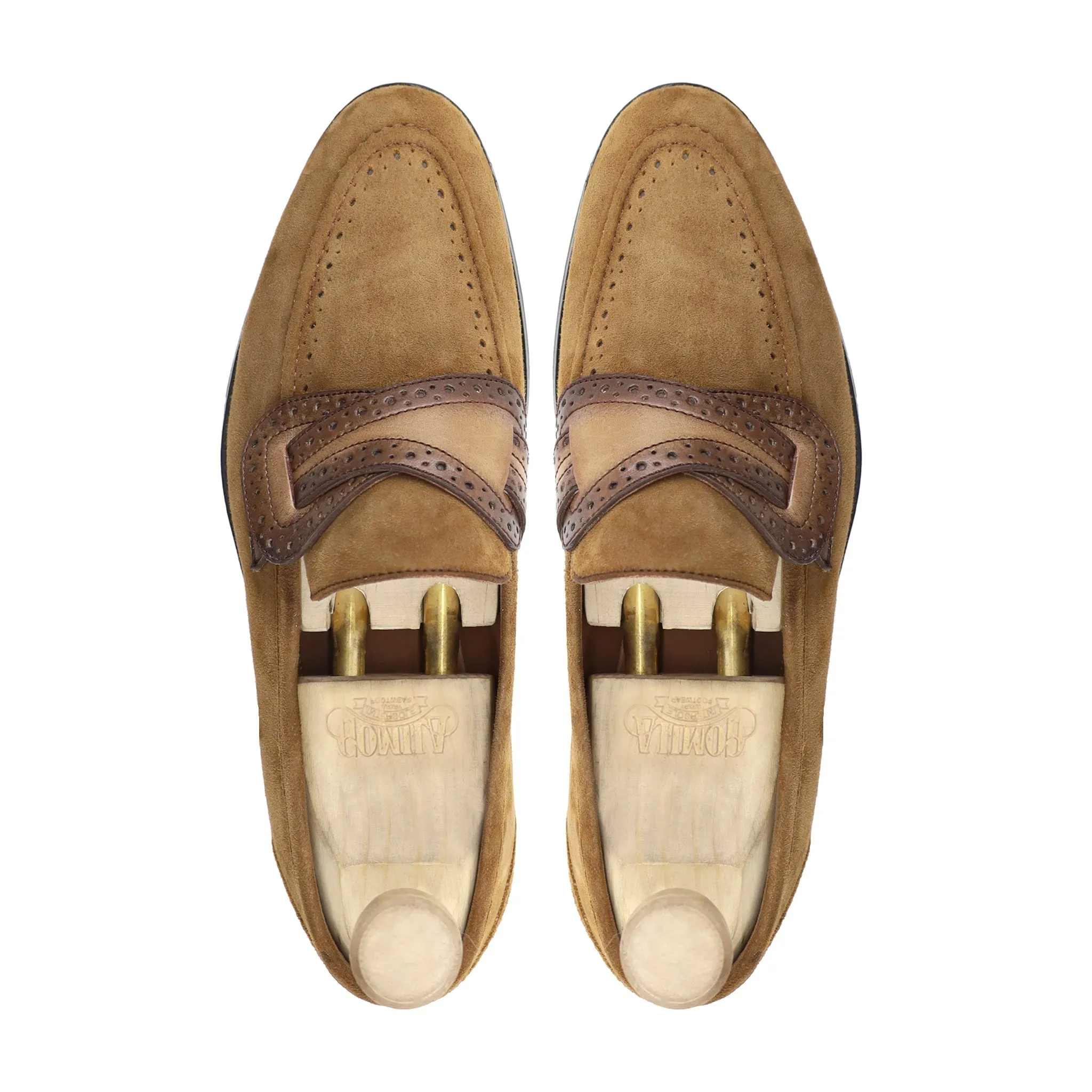 Mitsu - Men's Camel Kid Suede Loafer