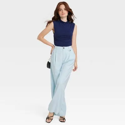 New - A New Day Women's Wide Leg Relaxed High Rise Baggy Wide Leg Trousers