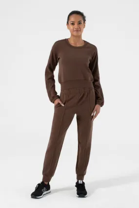 NUX Active Women's Marcie Sleek Long Sleeve Shirt - Chocolate Brown