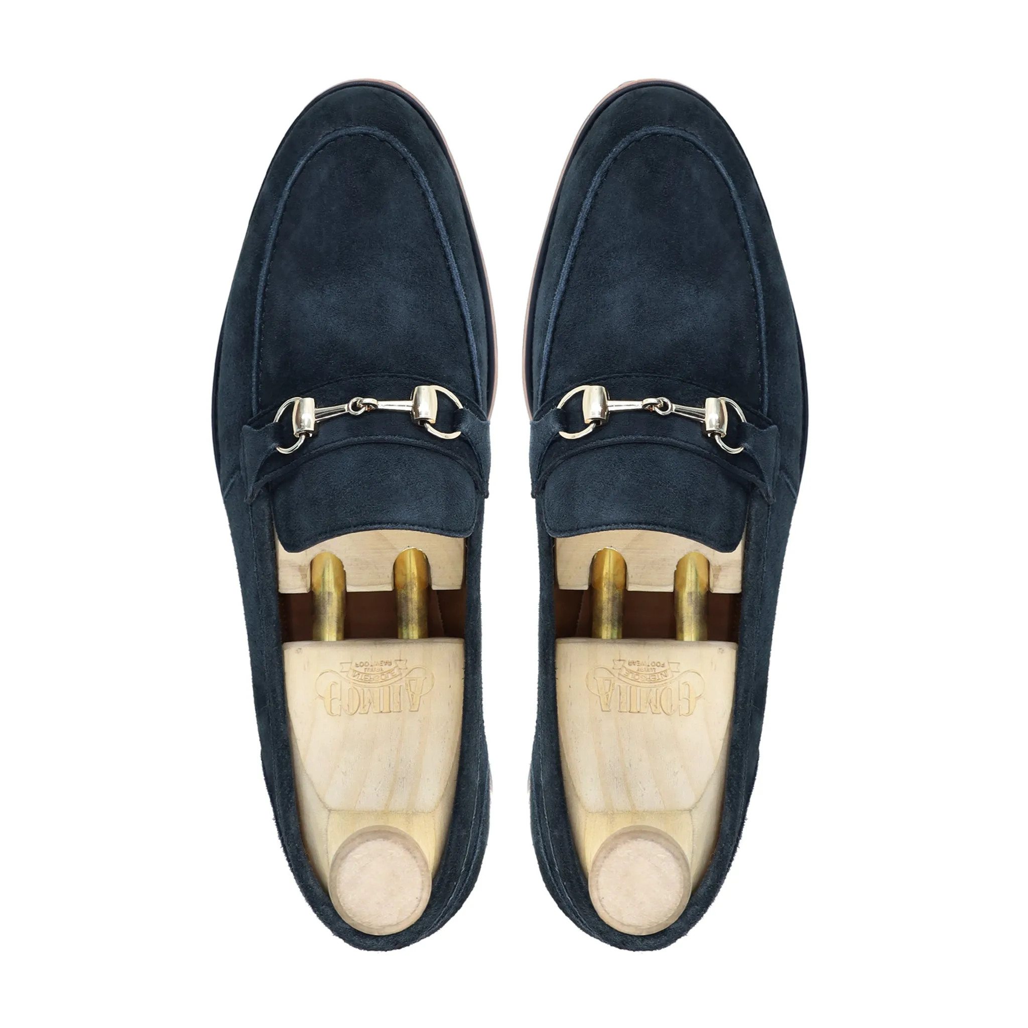 Ramboda - Men's Navy Blue Kid Suede Loafer