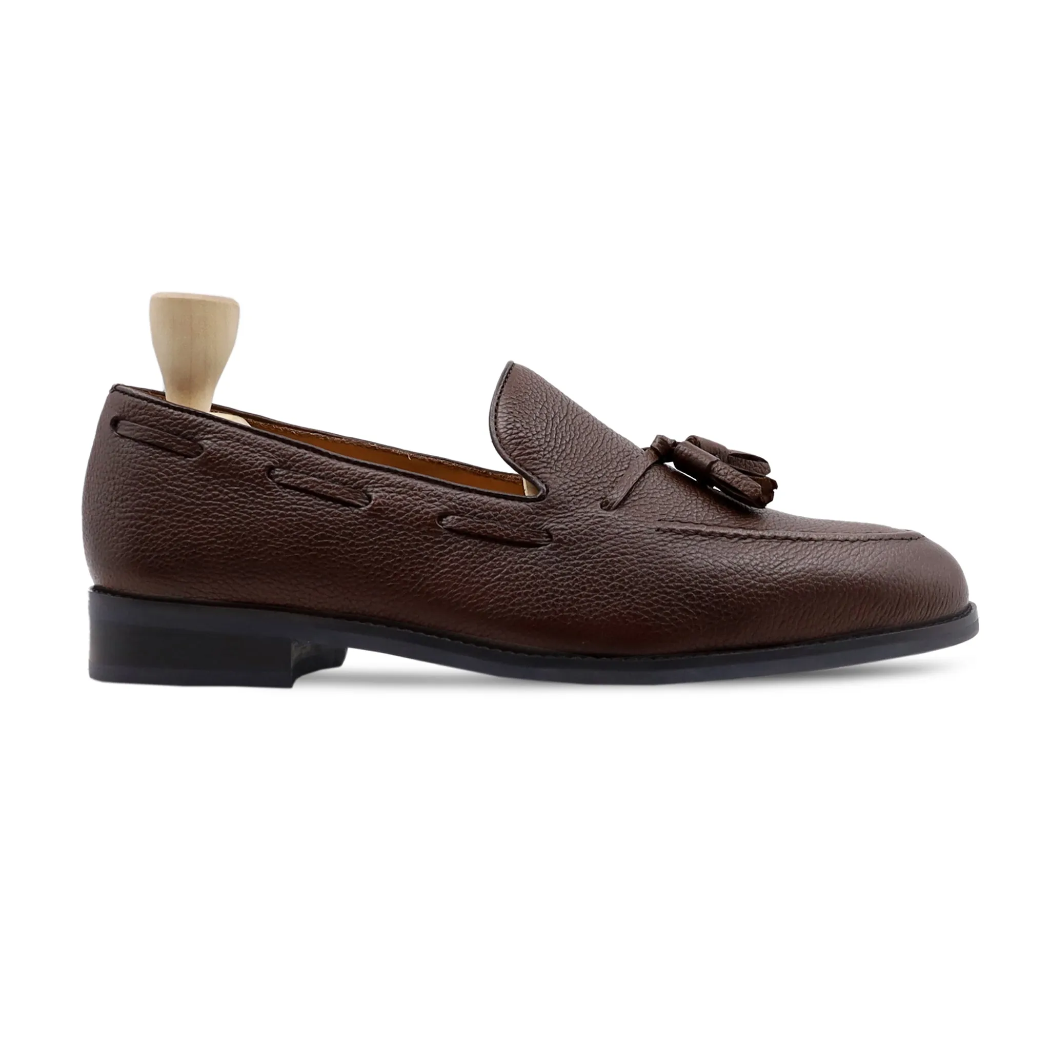 Vaduz - Men's Dark Brown Pebble Grain Leather Loafer