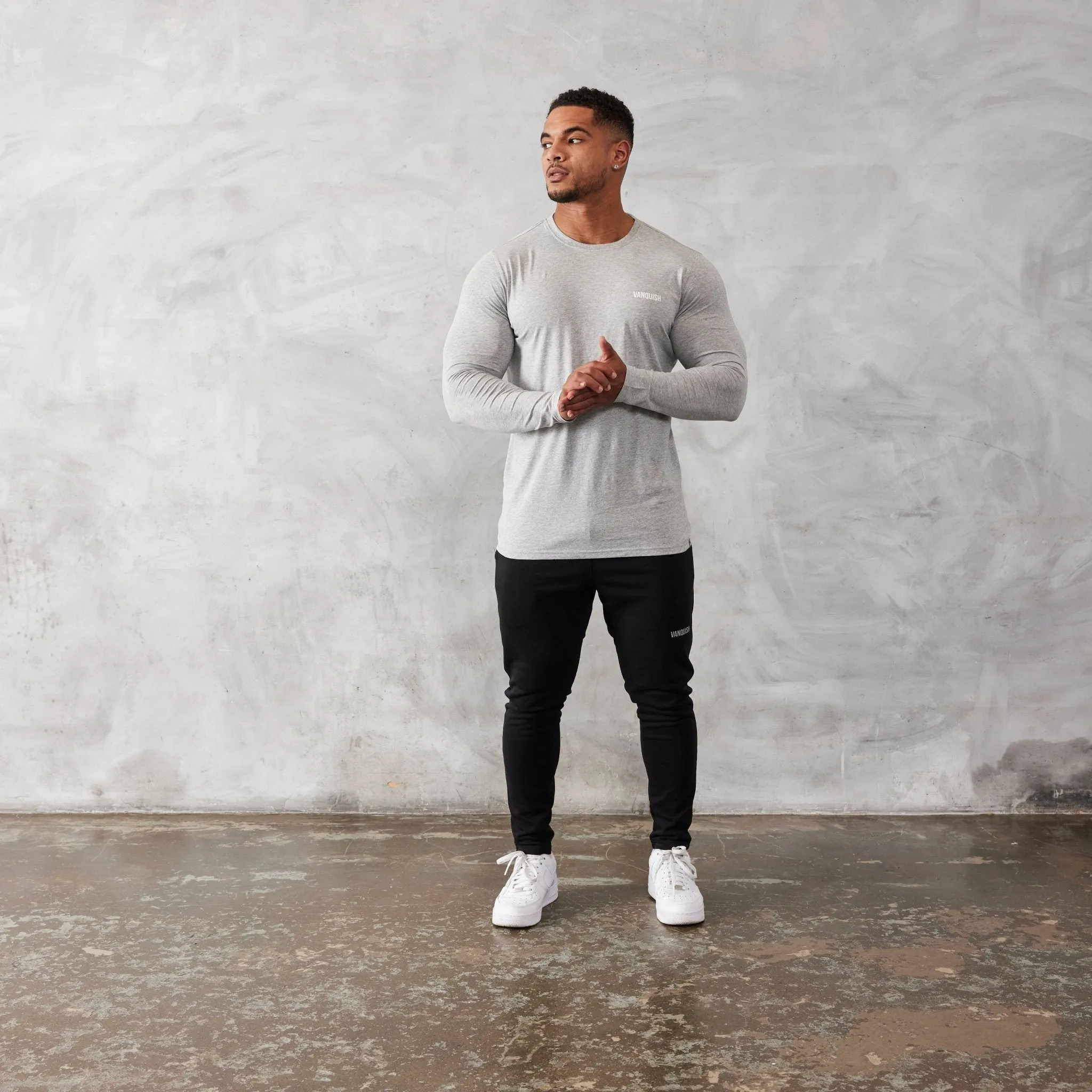 Vanquish Essential Grey Slim Fit Long Sleeve T Shirt