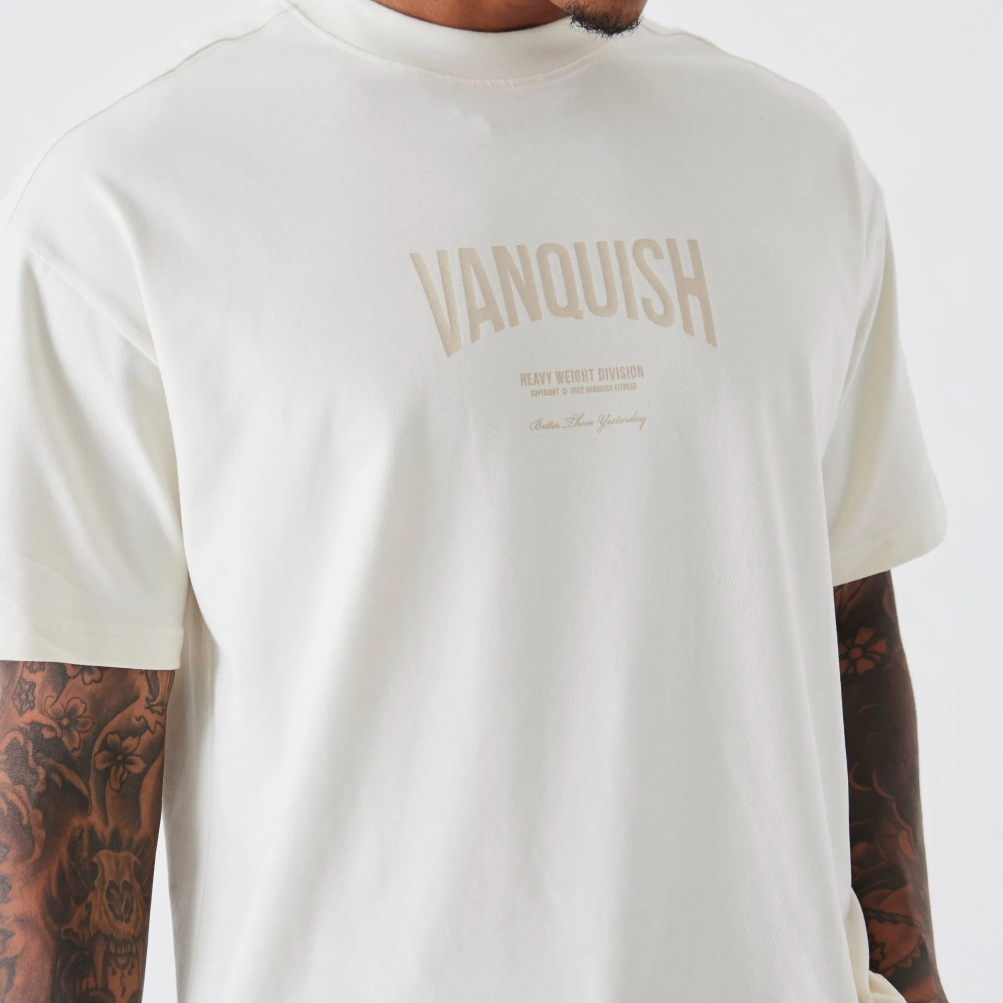 Vanquish Heavyweight Division Vintage White Oversized T Shirt