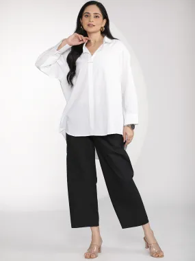 White Poplin OversizedShirt & Black Flared Palazzo