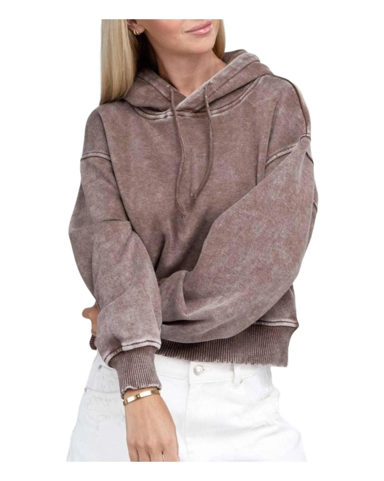 Zenana Acid Washed Cropped Hoodie